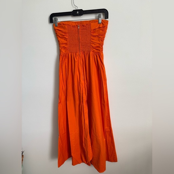 Reformation Lissa Dress in Citrus (bright orange) Strapless - Picture 7 of 11